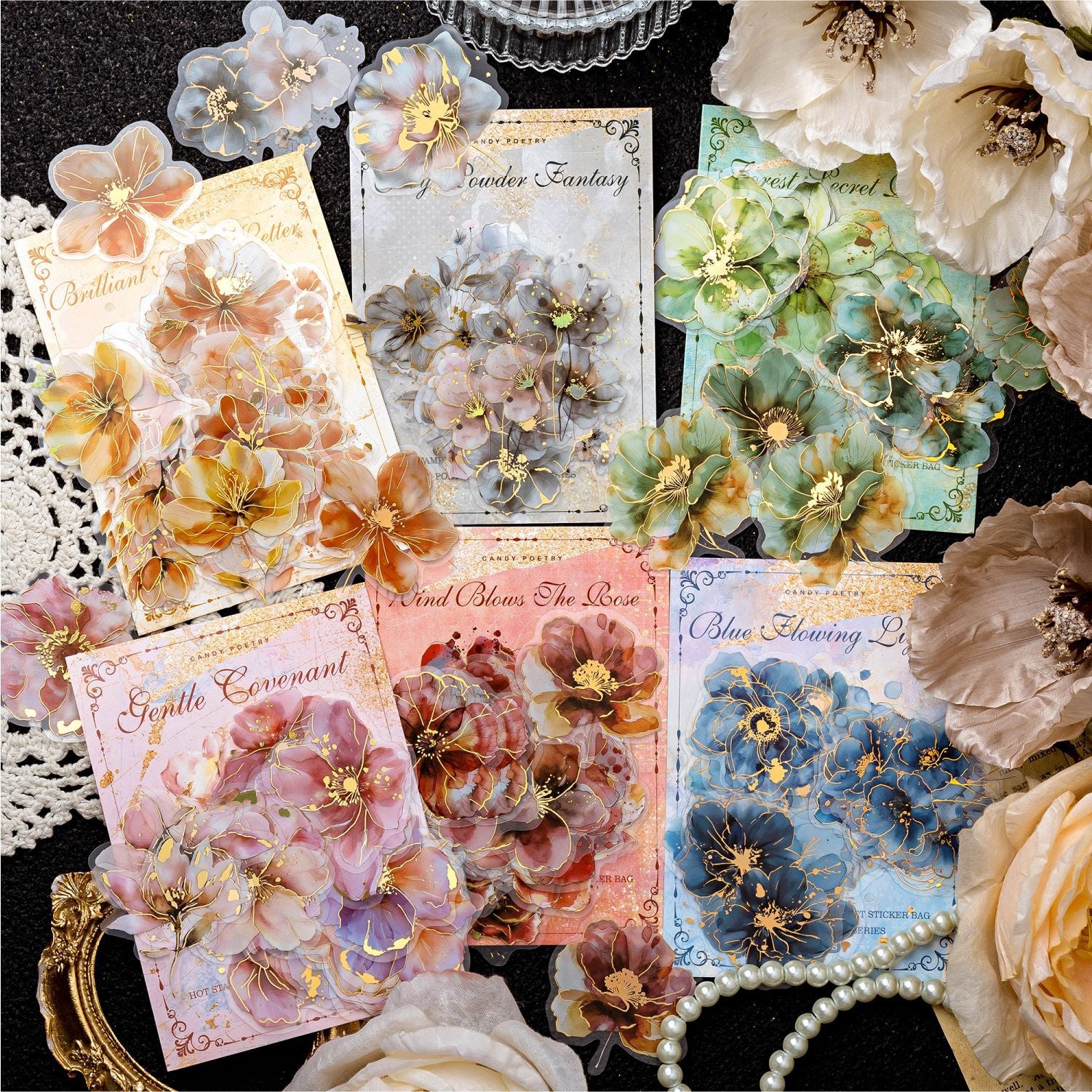 S-2- Flower Poetry Series Sticker-20Pcs each pack