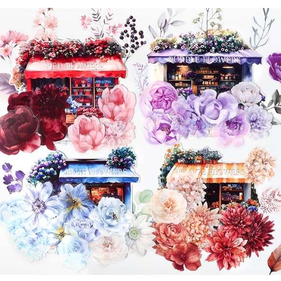 S-59- Small Town Flowers Series Sticker -40Pcs each pack