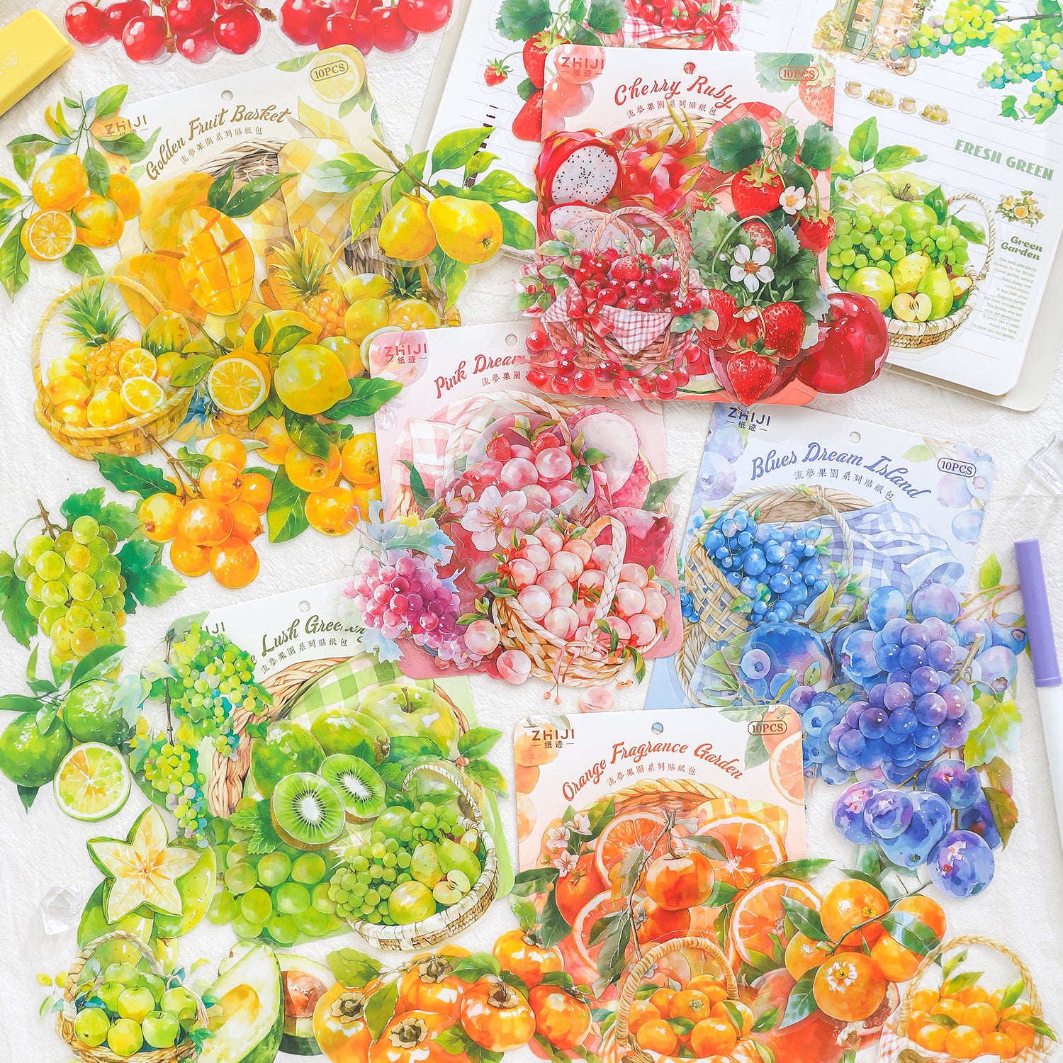 S-258- Flow Dream Orchard Series Stickers -10Pcs each pack