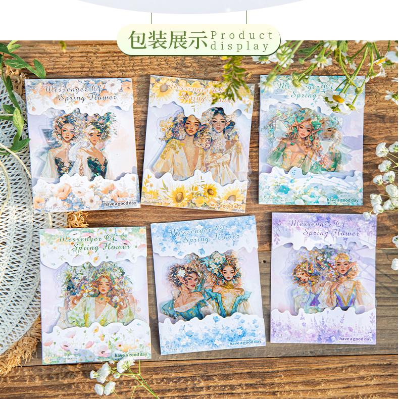 S-125- Spring Flower Messenger Series Sticker -10Pcs each pack