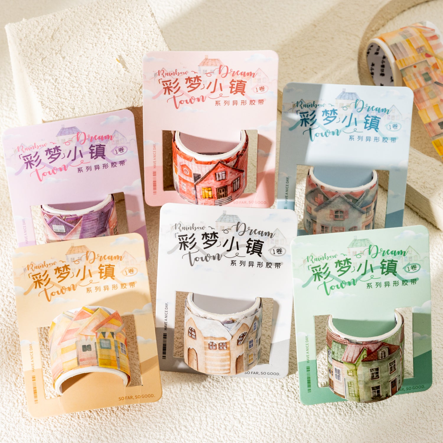 T-11- Rainbow dream town Series Washi tape -3.3CM*3.3CM*50Pcs each pack