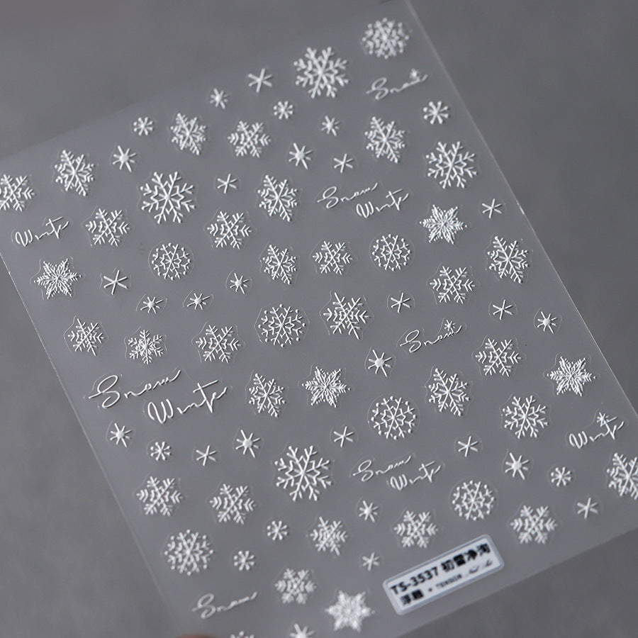 M-1- Snowflakes Embossed Mini sticker 1 Pcs