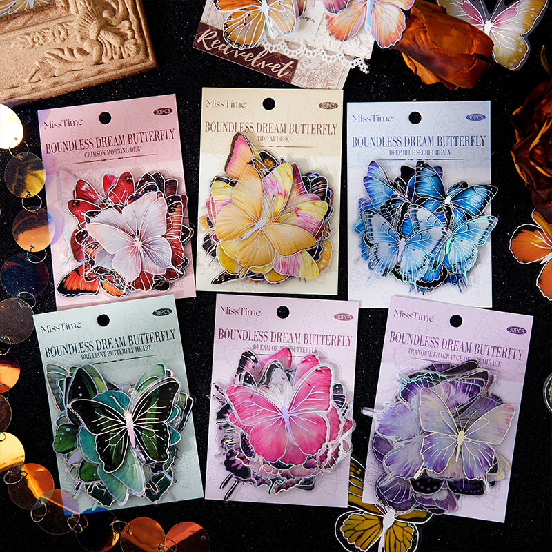 S-326- Boundless Dream Butterfly Series Stickers -30Pcs each pack