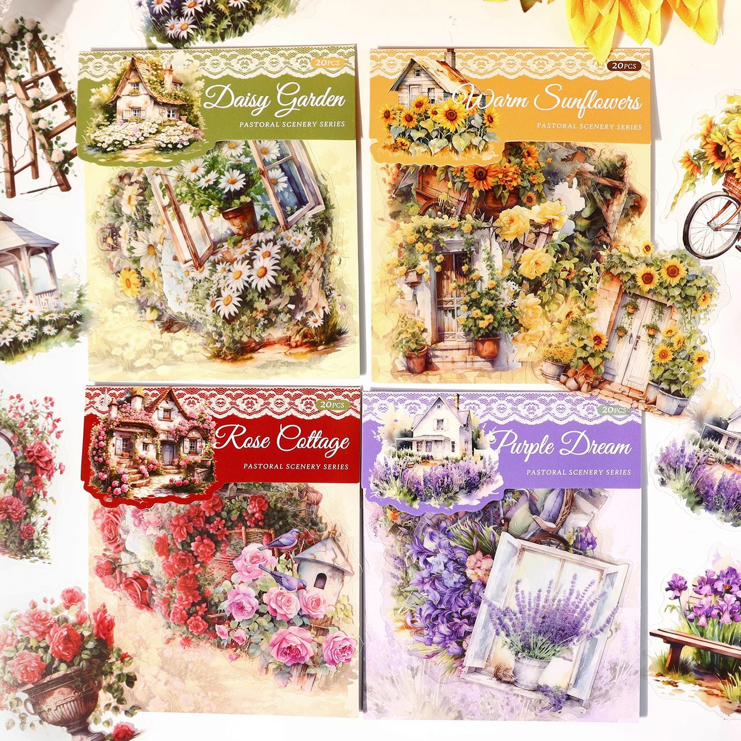 S-6- Rural Scenery Series Sticker -20Pcs each pack