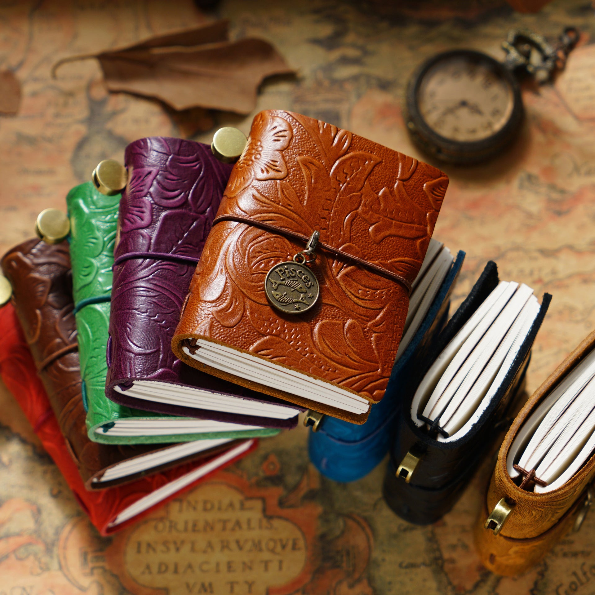 J-2-Leather embossed mini journal