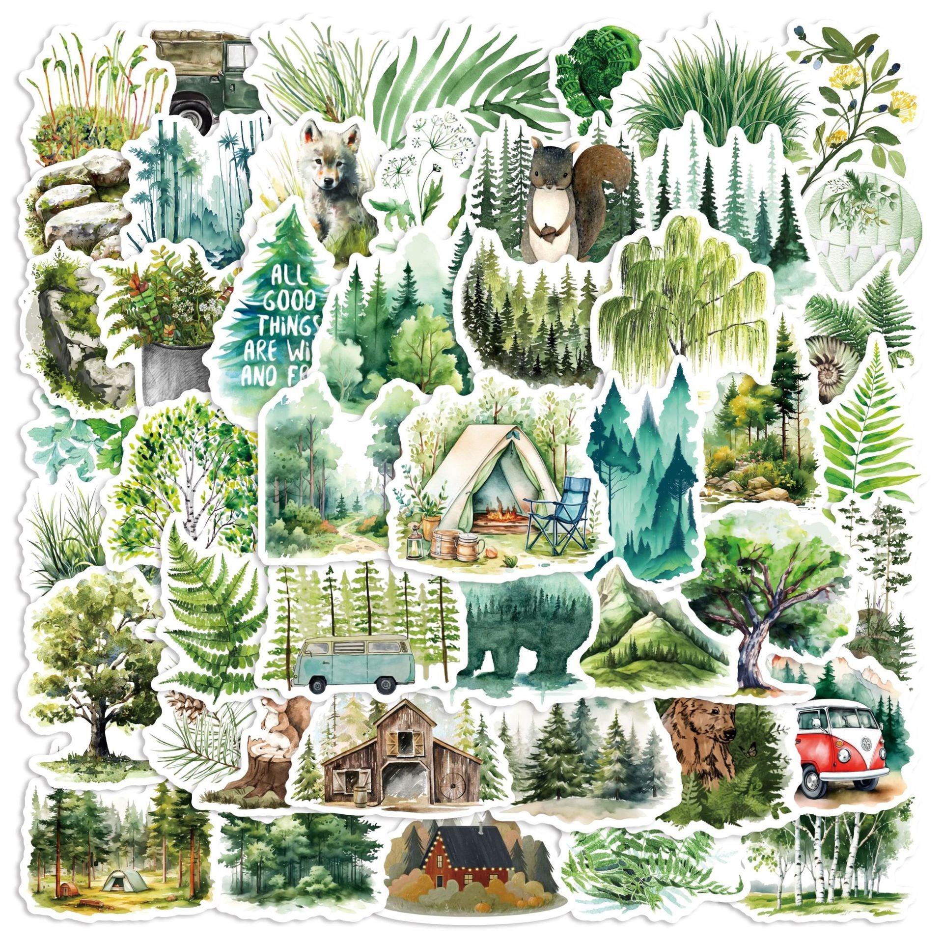 S-299- Wild Forest Doodle Stickers -50Pcs each pack