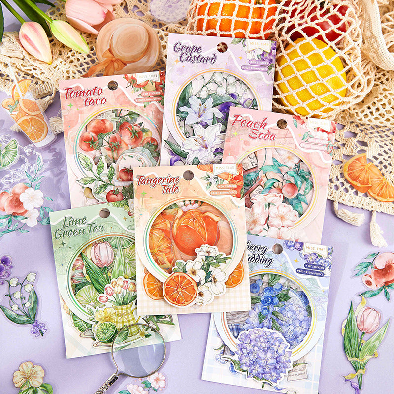 S-130- Fruit Tea Party Series Sticker -20Pcs each pack