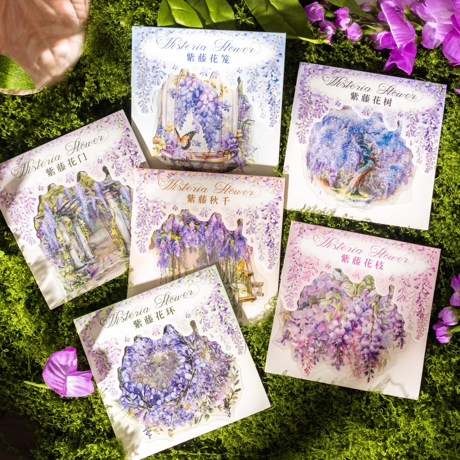 S-21- Wisteria Flower Dream Series Sticker -10Pcs each pack