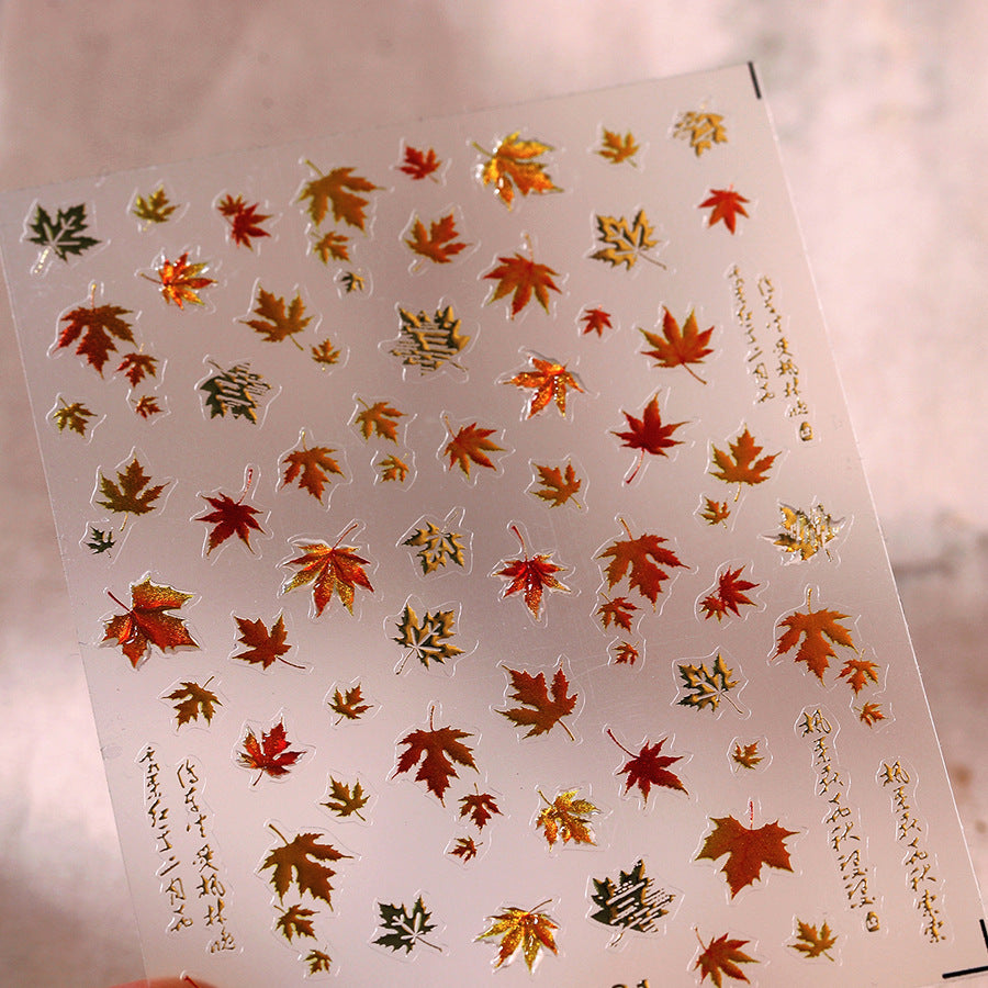 M-27- Maple leaf Embossed Mini sticker 1 Pcs