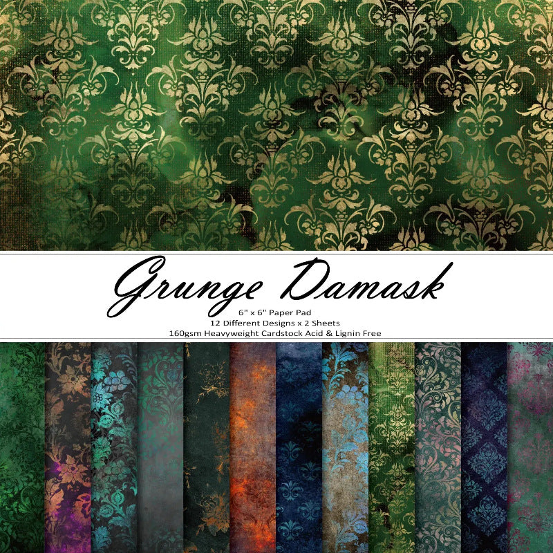 P-206- Grunge damask background paper 240624 -24Pcs each pack