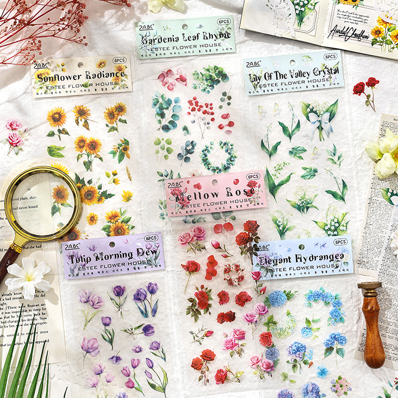 S-423- Yasi Flower House Series Sticker -6Pcs each pack