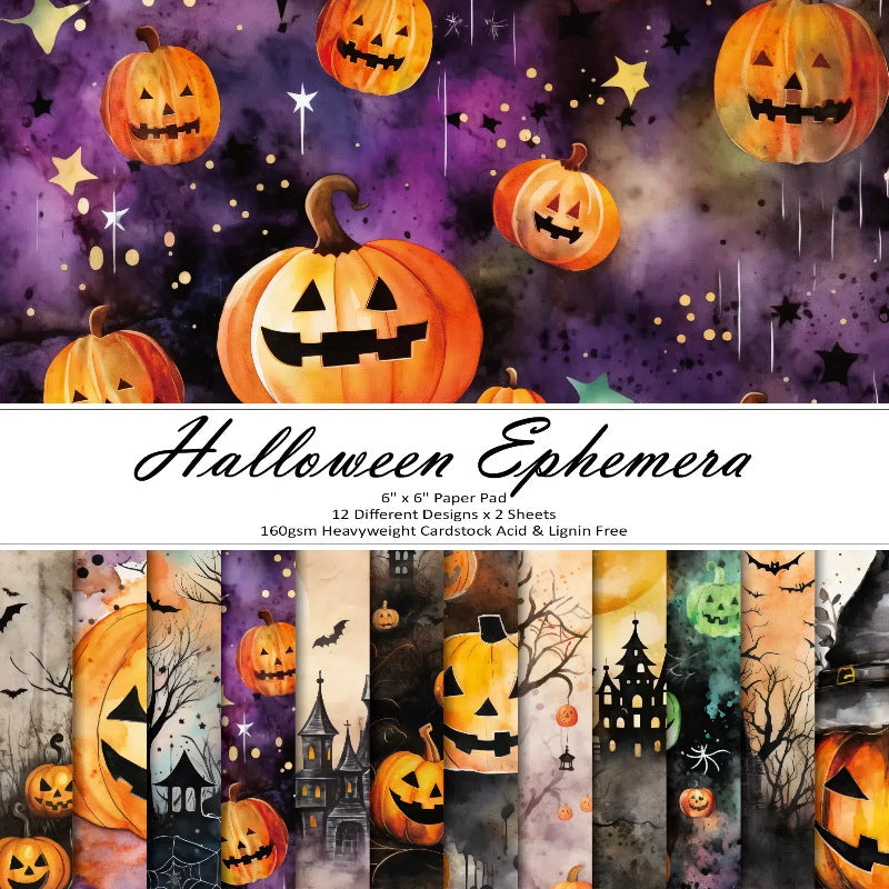 P-208- Halloween Ephemera background paper 240612 -24Pcs each pack