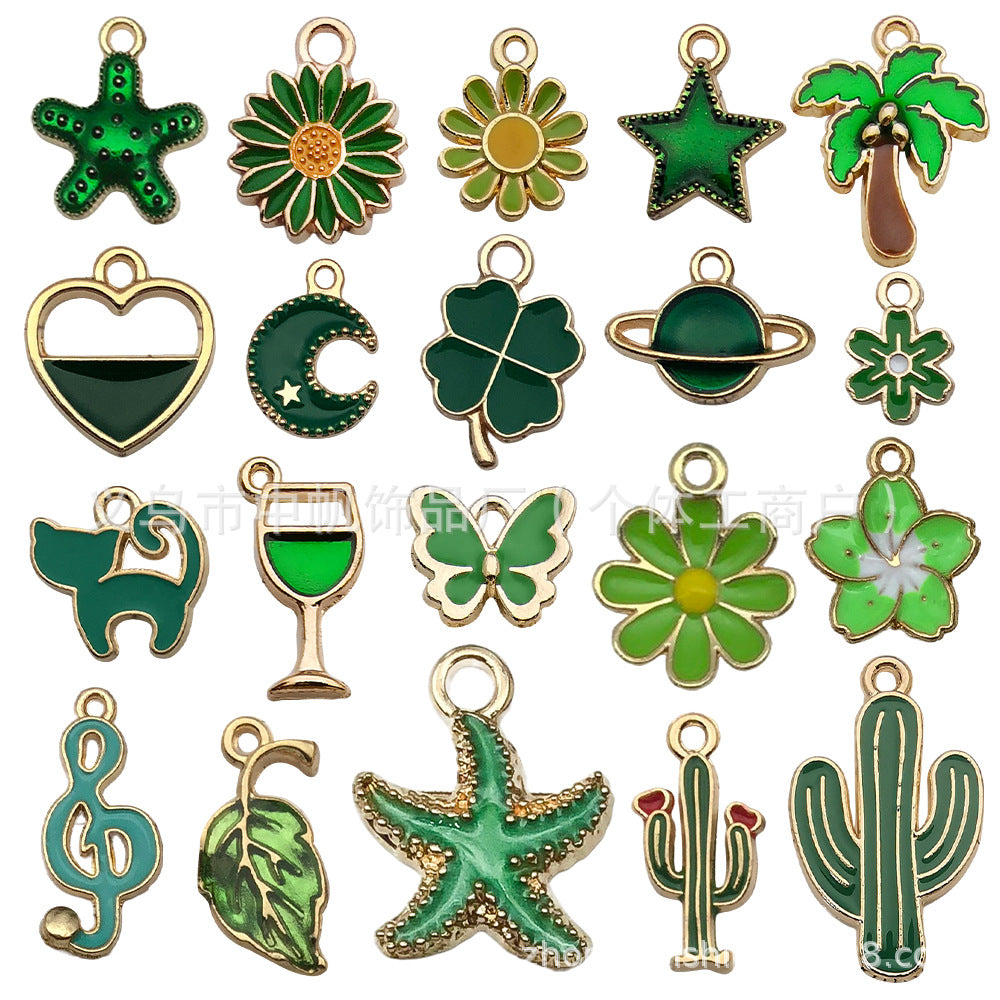 C-2- Green mixed charms 20 psc