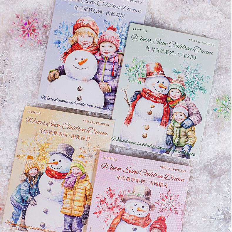 S-316- Winter Snow Child's Dream Series Stickers -15Pcs each pack