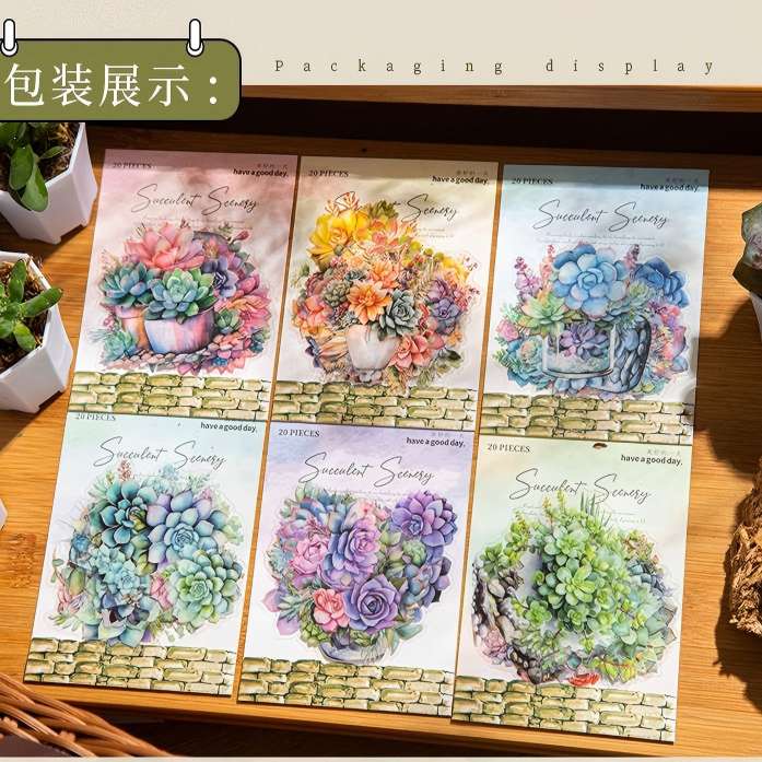 S-27- Succulent miniature series Sticker -20Pcs each pack