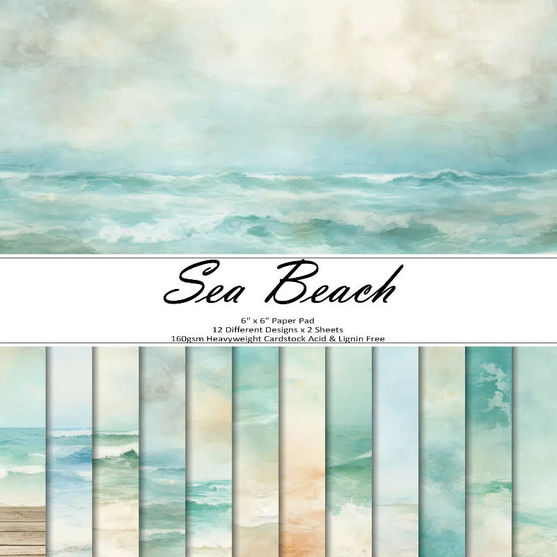 P-216- Sea Beach background paper 240608 -24Pcs each pack