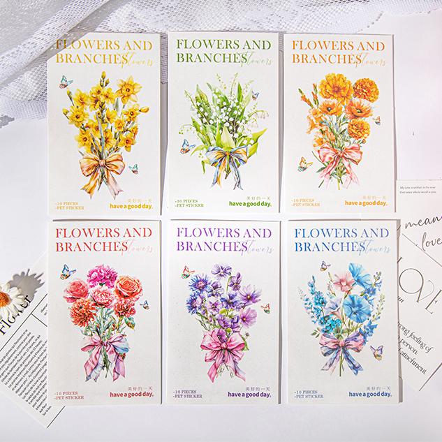 S-384- Flowering Series Stickers -10Pcs each pack