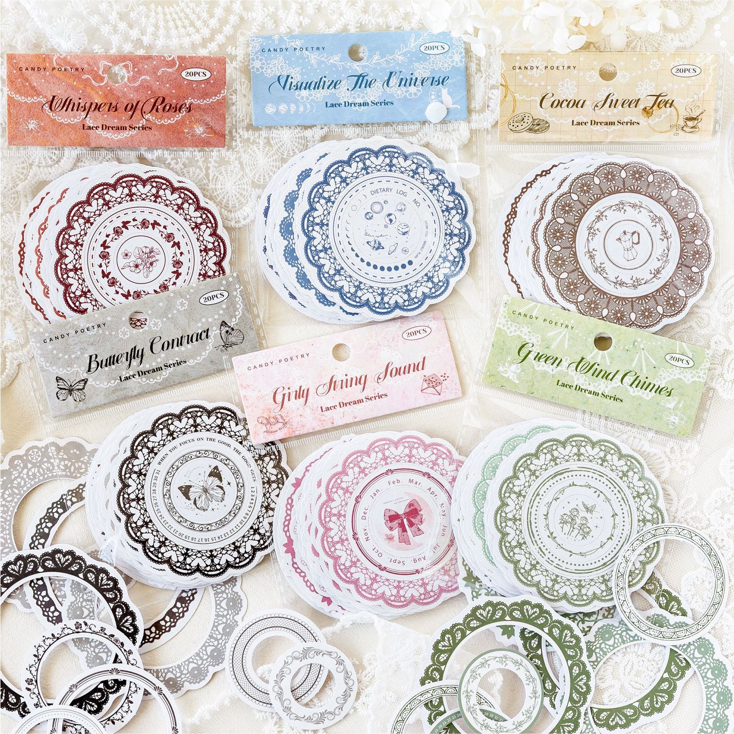 S-12- Lace Dream Series Sticker -20Pcs each pack