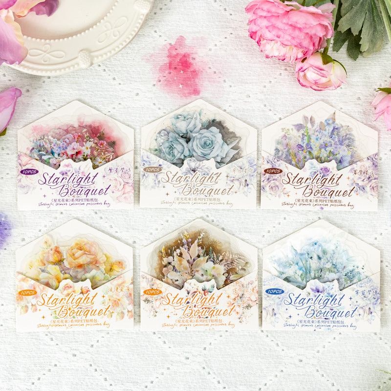 S-149- Starlight Bouquet Series Sticker-10Pcs each pack