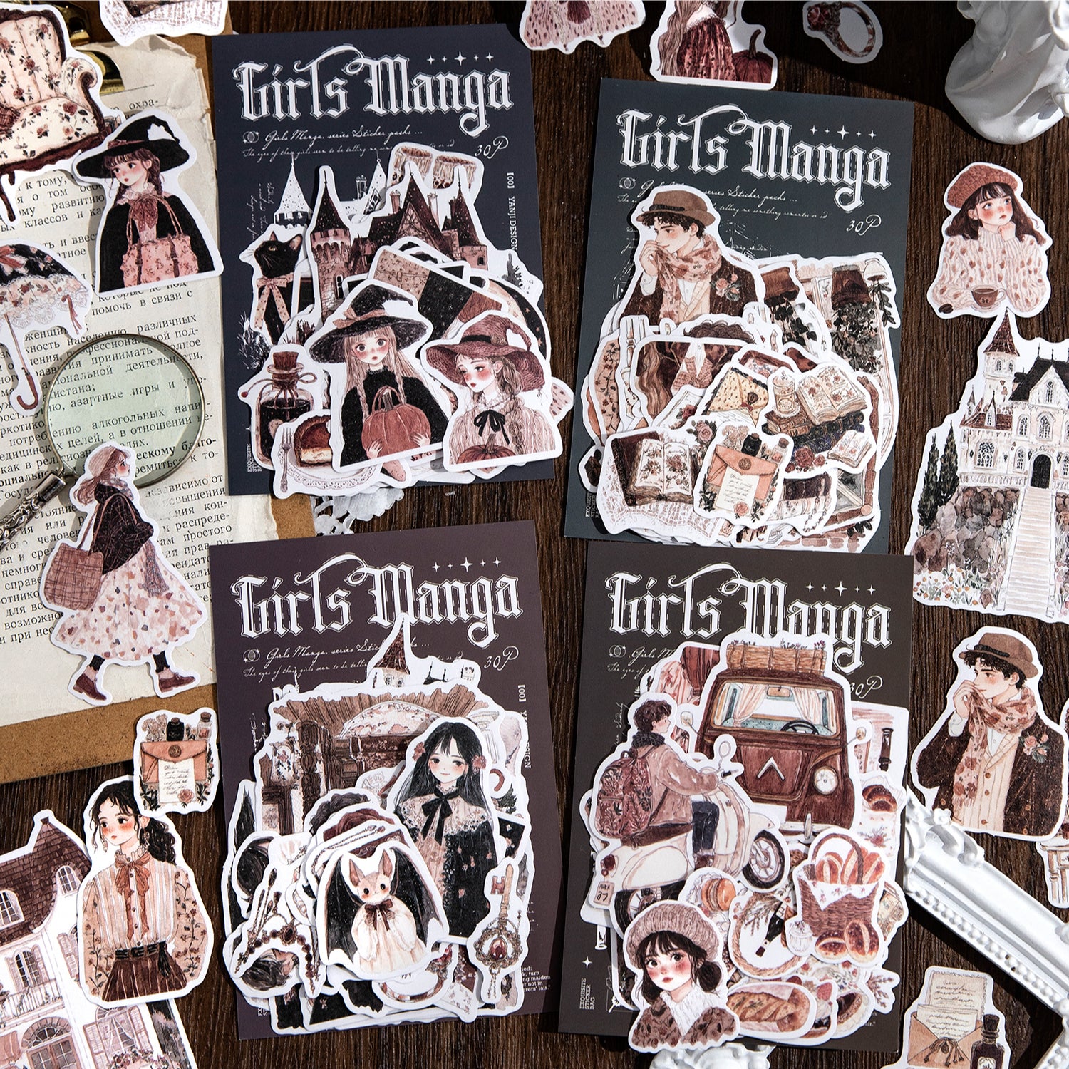 S-124- Girls Manga Series Sticker -30Pcs each pack