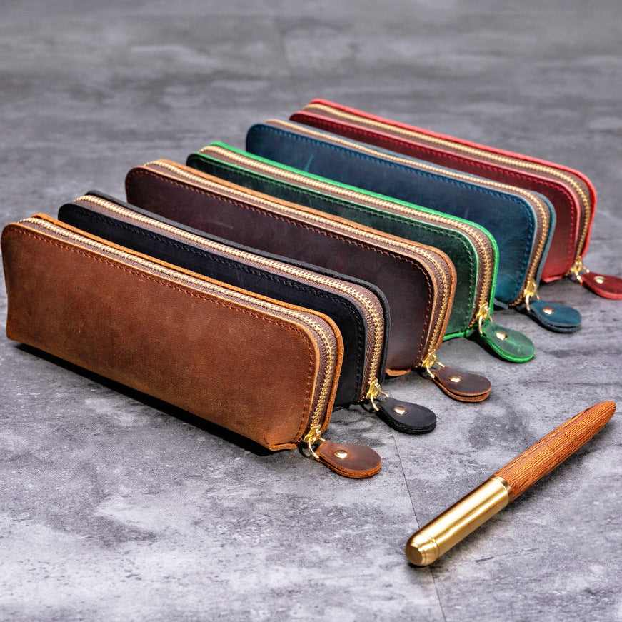 L-20- Leather Zipper Pen Pouch