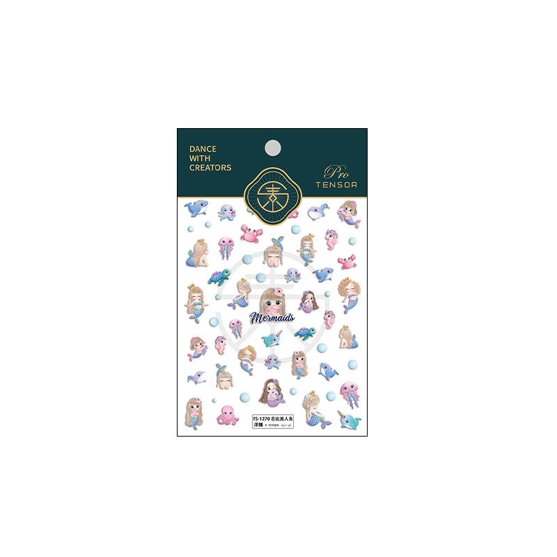 M-11- Barbie Mermaid Embossed Mini sticker 1 Pcs