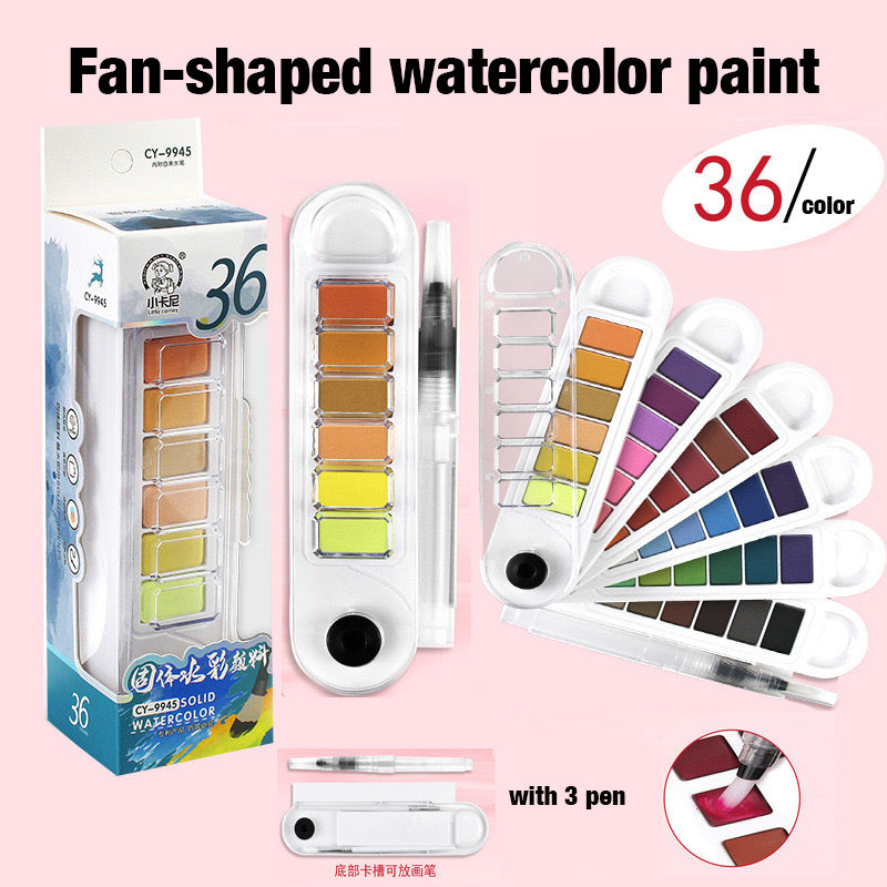 Fan-shaped watercolor paint