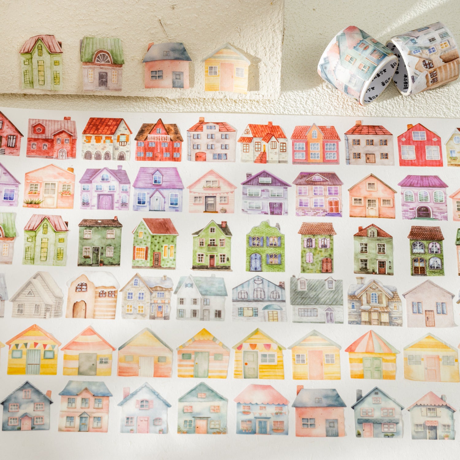 T-11- Rainbow dream town Series Washi tape -3.3CM*3.3CM*50Pcs each pack