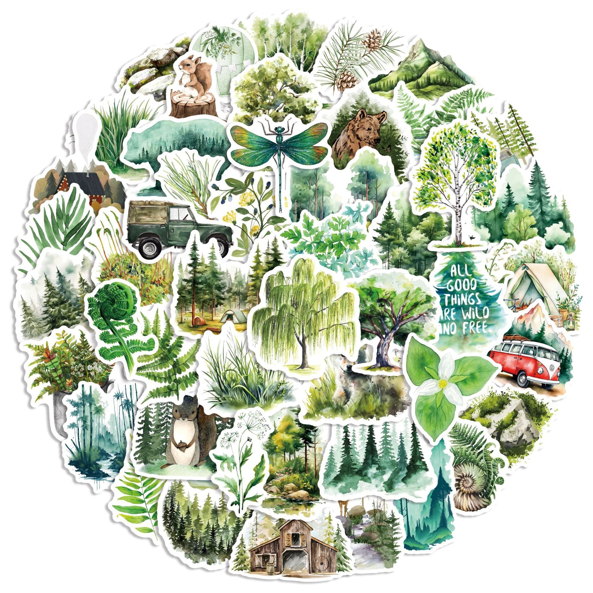 S-299- Wild Forest Doodle Stickers -50Pcs each pack