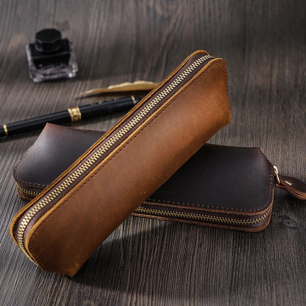 L-20- Leather Zipper Pen Pouch