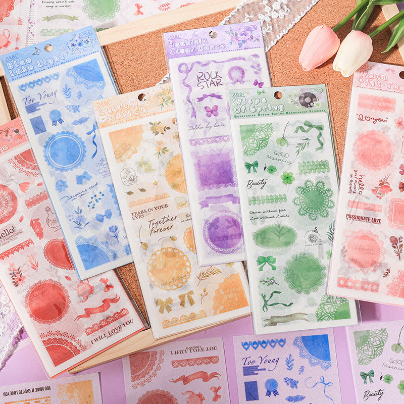 S-82-Watercolor Dreamland Series Sticker-6Pcs ĉiu pako