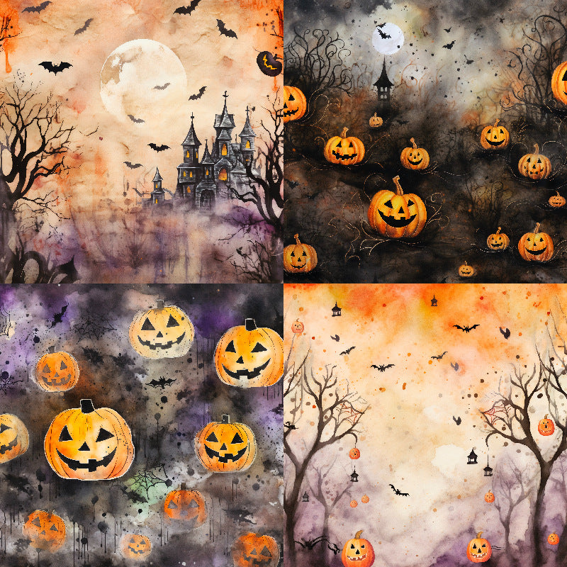 P-208- Halloween Ephemera background paper 240612 -24Pcs each pack