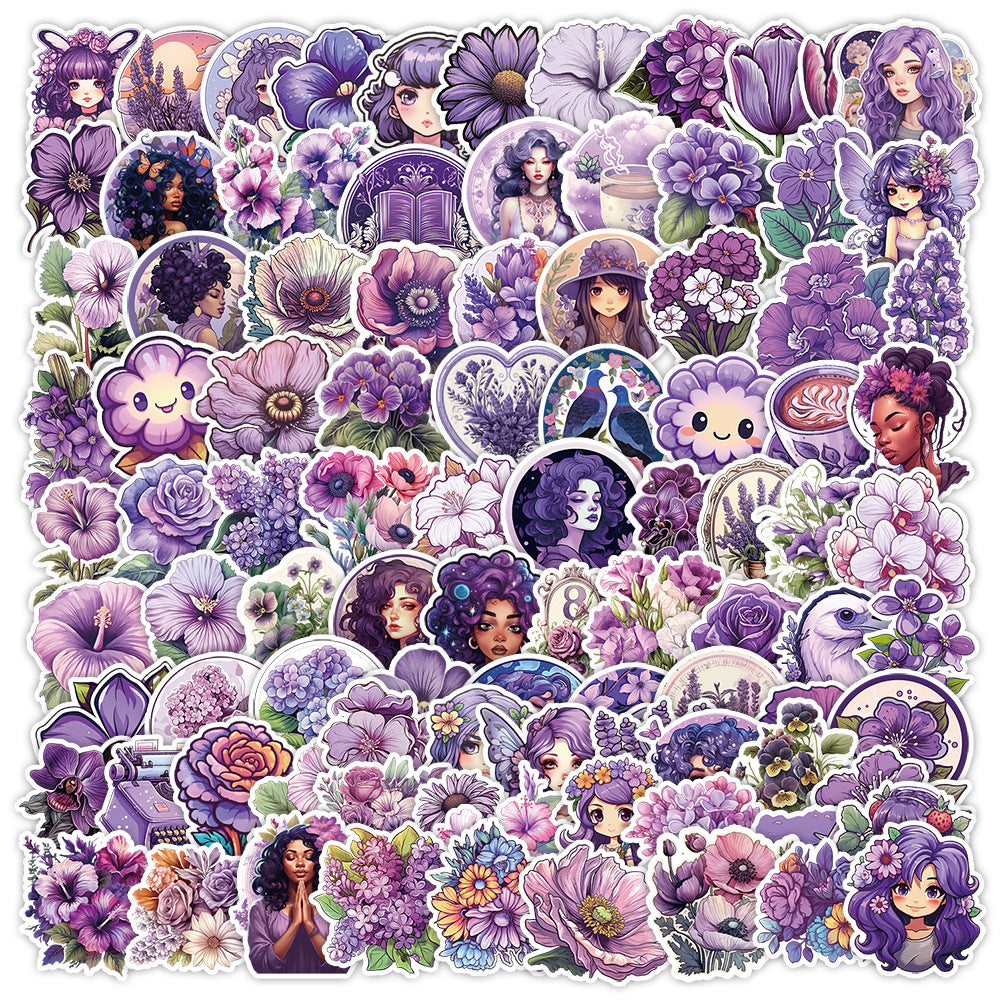 S-188- Violet Doodle Stickers -100Pcs each pack