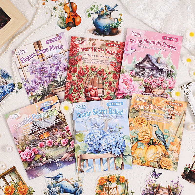 S-140- Flower Elegant Series Sticker-10Pcs each pack