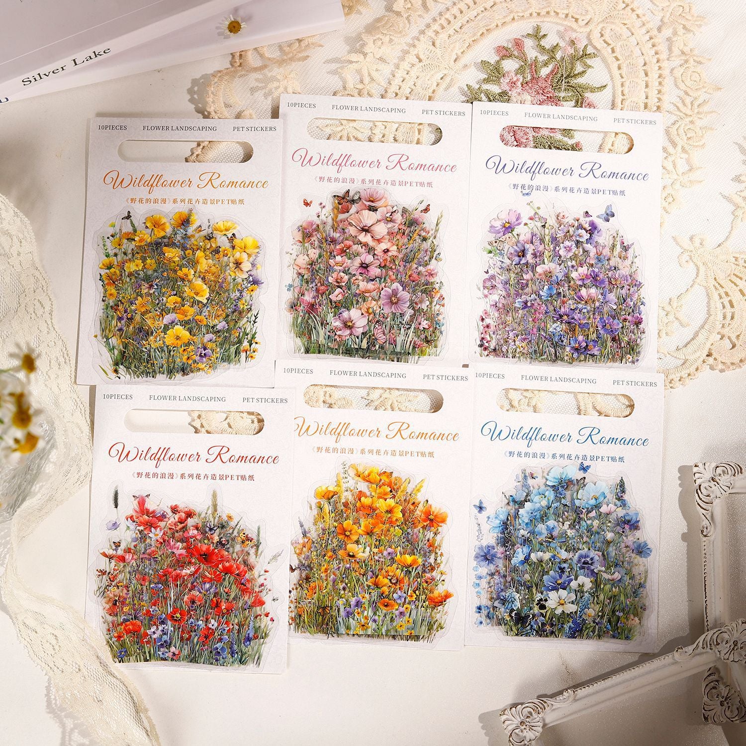 S-133- Romance of the Wildflowers Series Sticker -10Pcs each pack